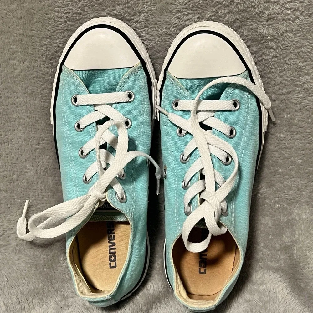 Converse All‎ Star shoes Unisex Youth Size 2 Turquoise Blue Low Top Sneakers